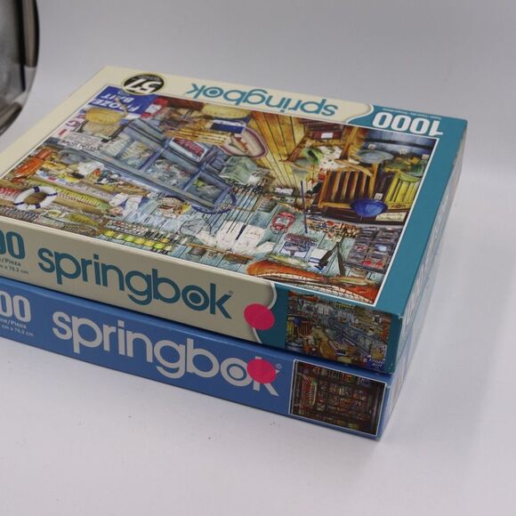 Springbok 1000 pc Puzzles Lot 2 Groovy Records and Bait Shop Fathers Day - Picture 3 of 11